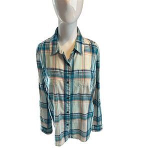 The North Face Button Down Shirt For Women Pocket Accent Sz L Plaid